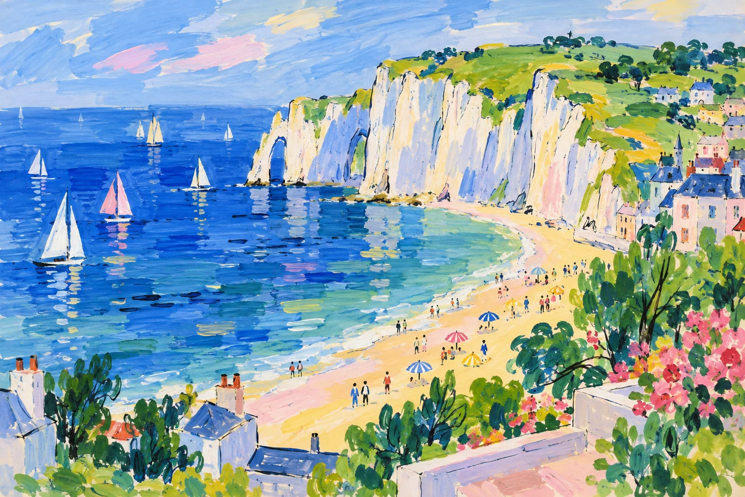 White cliffs above the sea